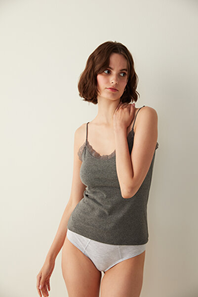 Penti Antracitová tenká čipka s detailmi pre športovcov