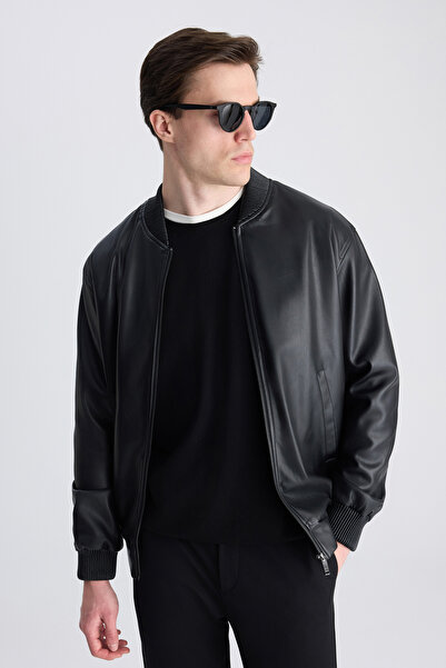 Twn Slim Fit Black Plain Coat
