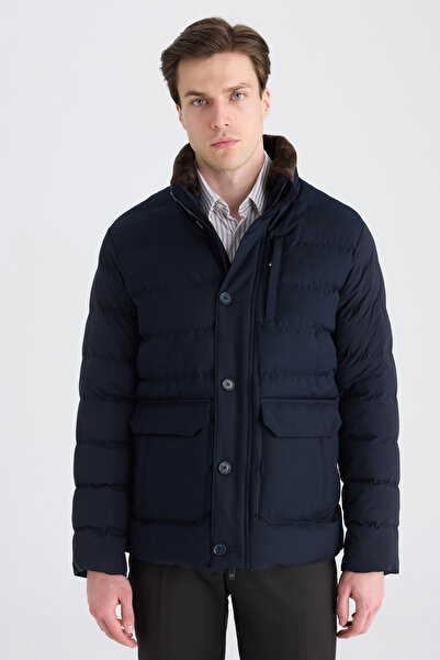 D'S Damat Ds Damat Regular Fit Lacivert Düz Mont