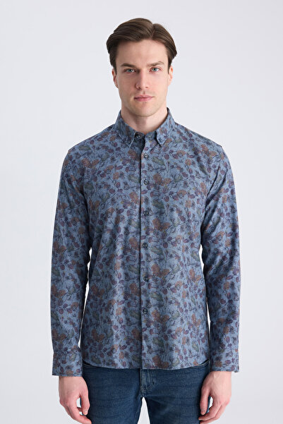 Twn Сlim Fit сорочка з бавовни з принтом індиго