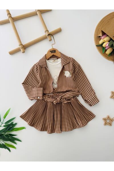 Minigimin Cicileri Cicileri Karirano Sa deznom set od 3 delova za devojčice s...