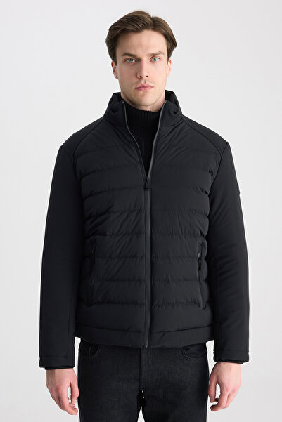 Twn Relaxed Fit Black Plain Coat