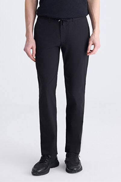 Twn Slim Fit Black Plain Cotton Jogger Pants