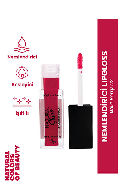 Bade Natural Nemlendirici Lipgloss Wild Berry 02 Dudak Parlatıcısı %100 Doğal