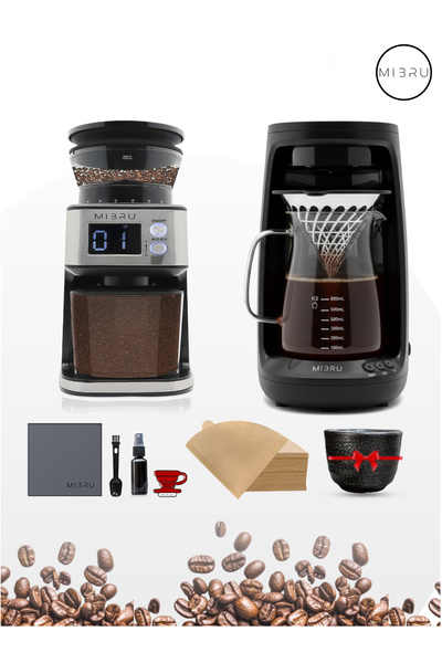MIBRU 8-in-1 V60 Coffee Brewing Set – Electric Burr Grinder, Complete Barista...