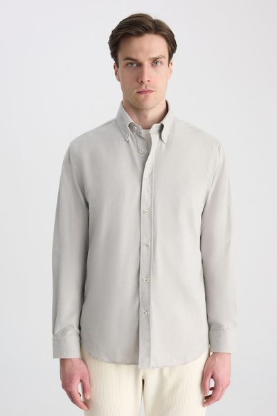 D'S Damat Cămașă Ds Damat Comfort Ecru din Gabardină