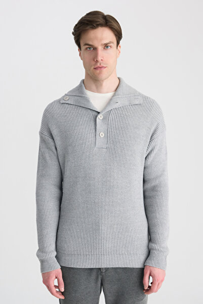 D'S Damat Ds Damat Regular Fit Gray Selanik Knitted Sweater