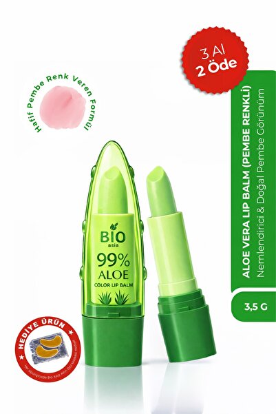 Bio Asia Aloe Vera Lip Stick – Nemlendirici & Doğal Parlaklık Veren Renkli Du...