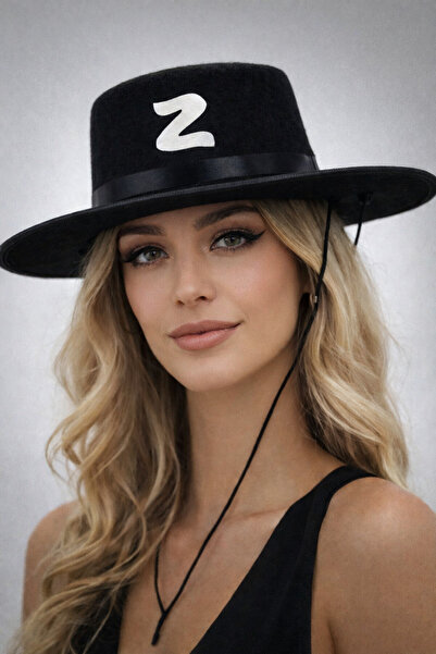 PARTİPORT Зорро шапка Черна шапка с широка периферия Костюм аксесоар