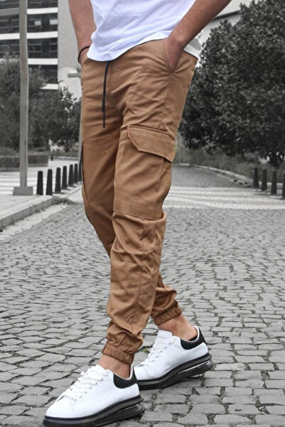 VIKUNYA Ανδρικό λινό παντελόνι Cargo με πλαϊνές τσέπες από βαμβακερό ύφασμα π...