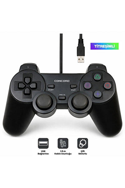 J-TECH Titreşimli Usb Kablolu Joystick Gamepad Oyun Kolu Bilgisayar Masaüstü ...