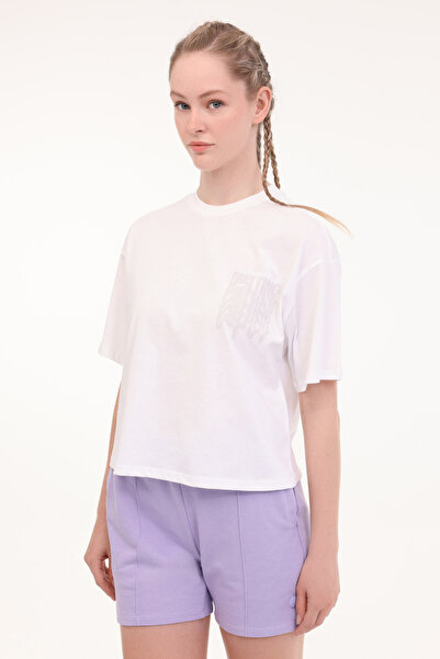 lumberjack تي شيرت WL YASHI 11F213 5FX أبيض للنساء بأكمام قصيرة