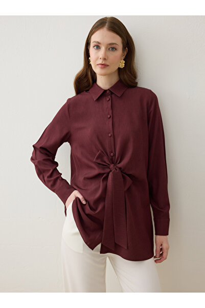 Refka Tunika sa Na vezivanje dugmeta na struku - bordo crvena -