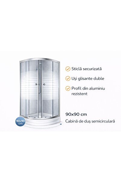 serico Cabină de duș Hilal 90 x 90 x 195 cm cu cadita inclusă