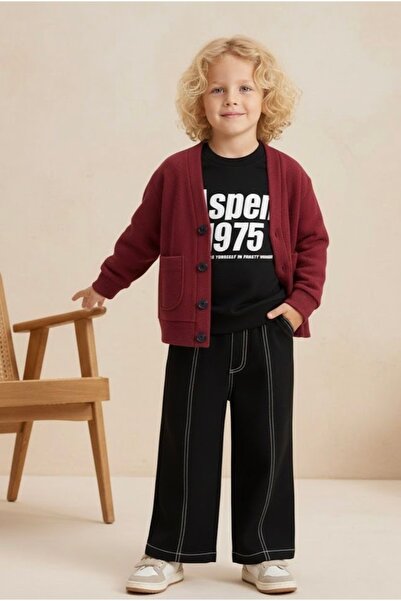 moda rüyası Waffle Cardigan 3-Piece Boys' Top and Bottom Set – Ages 5-12