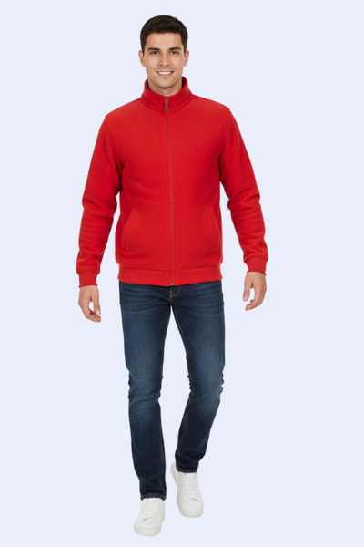 PERSONELİTY Red Fleece Cardigan