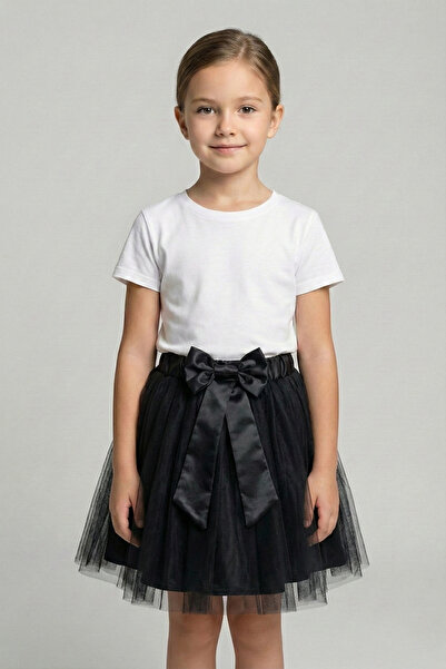 nacar çarşı تنورة توتو سوداء للفتيات مع تفاصيل فيونكة، تنورة عرضية 23 أبريل -...