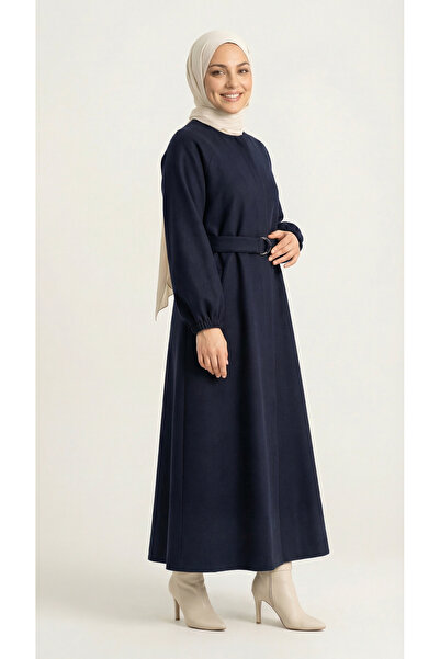 MİHRA STORE Fatoma Παλτό με ελαστικό άκρο και κρυφό φερμουάρ-NL1181 Navy Blue