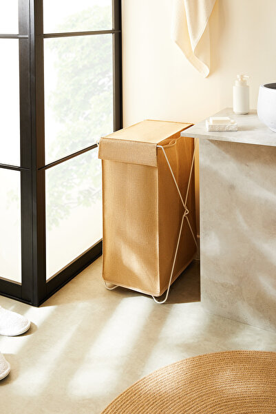 Ocean Home Textile Katlanabilir Bölmeli Beyaz Metal Destekli Naturel Jüt Düze...