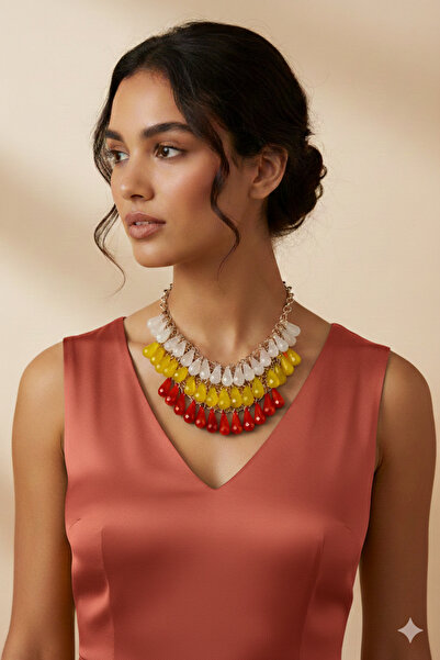 PETEK AKSESUAR Crystal Drop Exaggeration Necklace K