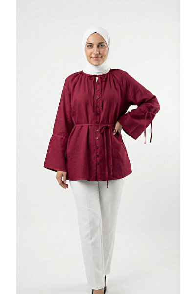 MİHRA STORE Νούρσεν Πουκάμισο με Στριφτές Λεπτομέρειες και Τσανταρισμένα Μανί...