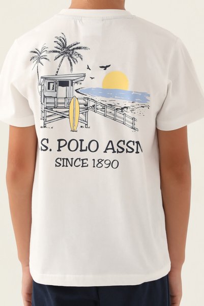 U.S. Polo Assn. Set de pijamale pentru băieți Palm Tree Cream cu licență