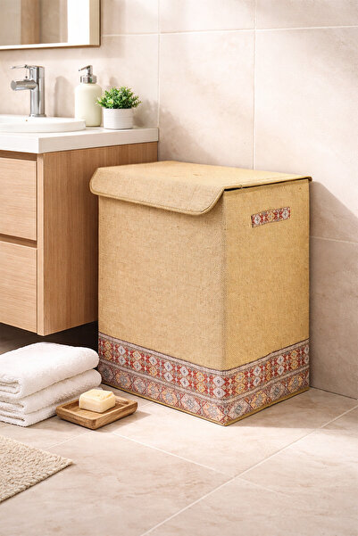 homyjr's Jute Bohemian Cover Folding Dirty Laundry Children's Room Toy Storag...