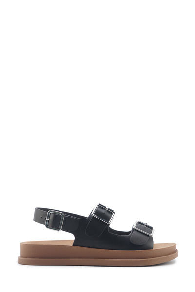 Polaris 325625.Z 5FX Siyah Kadın Düz Sandalet