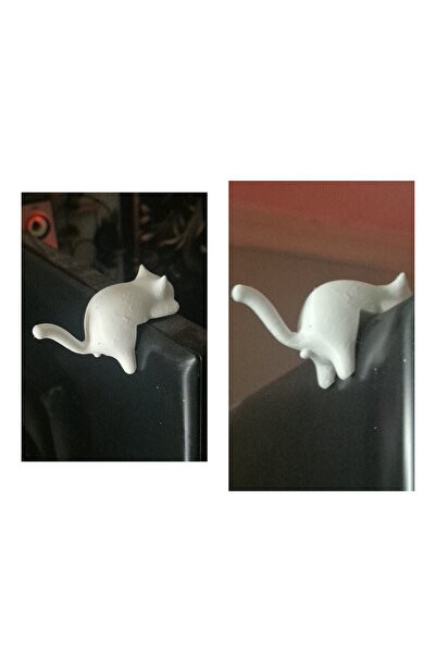 Salıncak Kablo Tutucu 3D Mini Kedi Figür Portatif Köşe Askısı 2 Adet Beyaz (K...