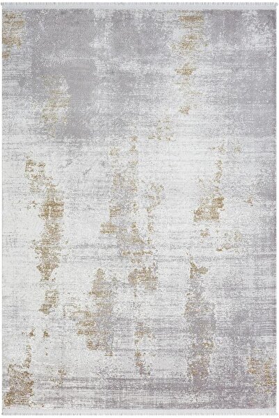 Karmen Halı Elegance Eg012a Gri Gold Detaylı Modern Viskon Doğal Iplik Bambu ...