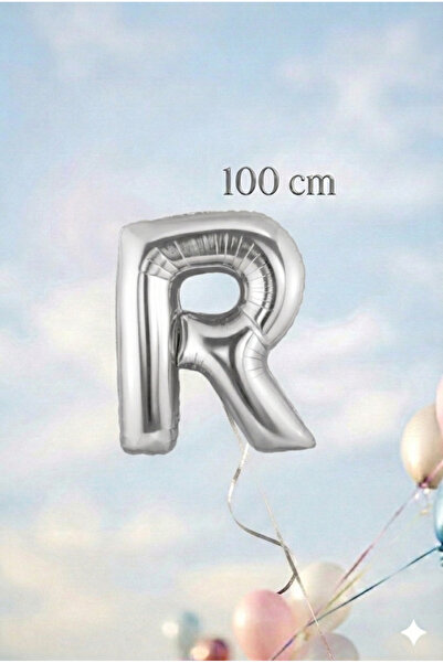 Deniz Party Store بالون فويل رمادي فضي حرف R مقاس 40 بوصة 100 سم
