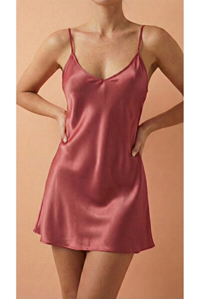 GIONA Saten Gül Kurusu Gecelik