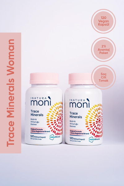 Moni Vitamins 2'li 120 Kapsül Moni Trace Minerals Biotin 5000, Krom, Çinko, S...