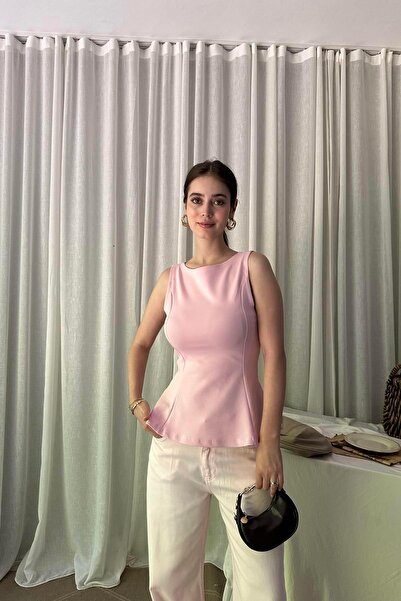 lizge giyim KAYIK YAKA PEPLUM BLUZ