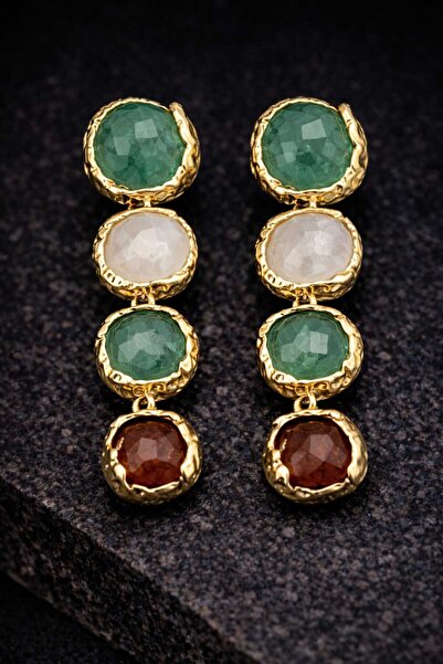 Evaa Jewelry Accessories أقراط متدلية من زارا موديل ذات مظهر حجري طبيعي