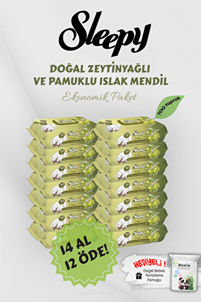 Sleepy 50'li Zeytinyağlı Pamuklu Bebek Havlusu 14 Paket Ve Rosie