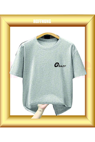 HOFFNUNG Unisex Short Sleeve Round Neck Crazy Printed Solid Color t Shirt