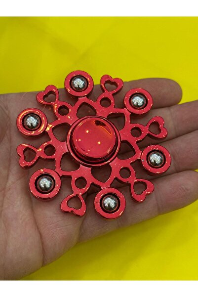 CUFFCUFFTOYS stres çarkı metal parlak kırmızı 8cm çapında uzun dönen