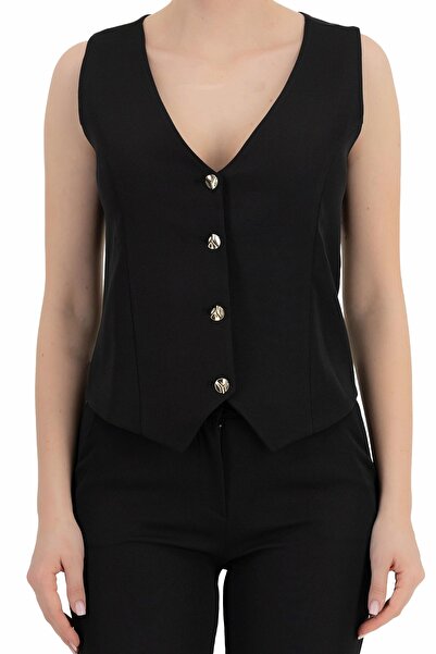 StarShinerS Elegant fabric vest, with a slightly fitted cut and V-neckline