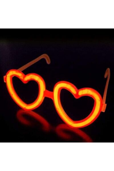 partidolu Kalpli Glow Parlayan Parti Gözlüğü Neonlu Turuncu Renk1 Adet RETRO
