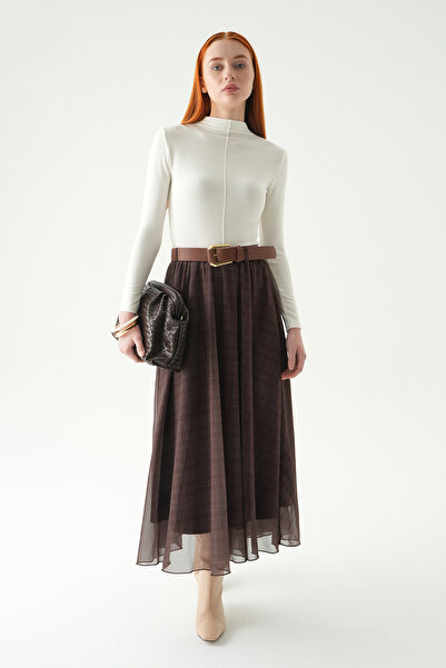 Rays 8458A Fusta din șifon cu curea, maro