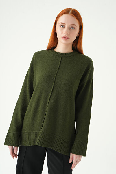 Rays 2345 Pulover cu mânecă lungă și guler rotund, kaki