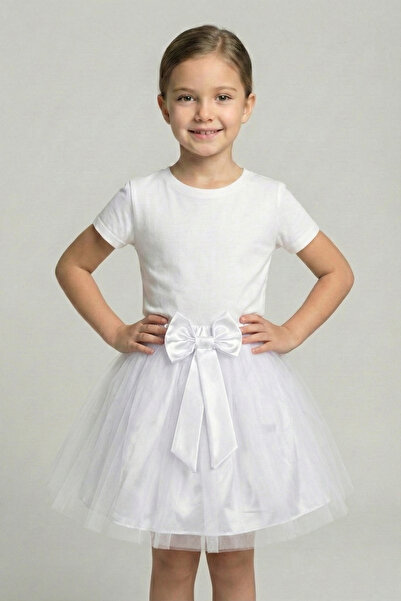 nacar çarşı Fusta tutu albă pentru fete, cu detalii de fundă, fustă de specta...