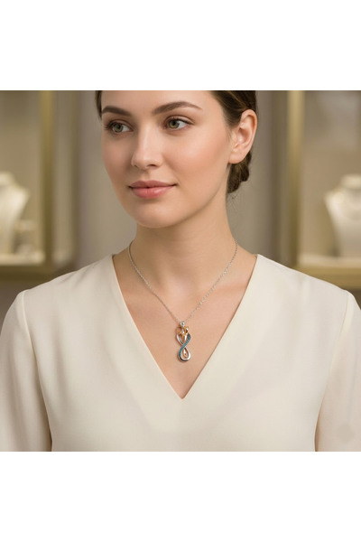 PİGADO Sonsuz Aşk Ile Birbirine Sarılan Çift Sonsuzluk Gümüş Kolye