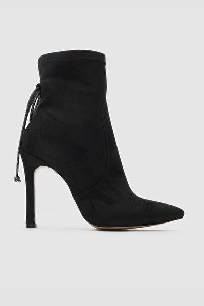 TOGO Siyah Süet Kadın Topuklu Bot [060148]