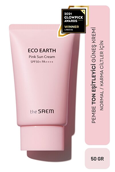 THE SAEM Eco Earth Pink Sun Cream SPF 50+ PA++++ 50 gr / Ton Eşitleyici Pembe...