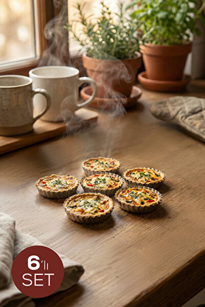 Vienev Set of 6 Mini Size Metal Serrated Tartlet and Portion Cake Molds with ...