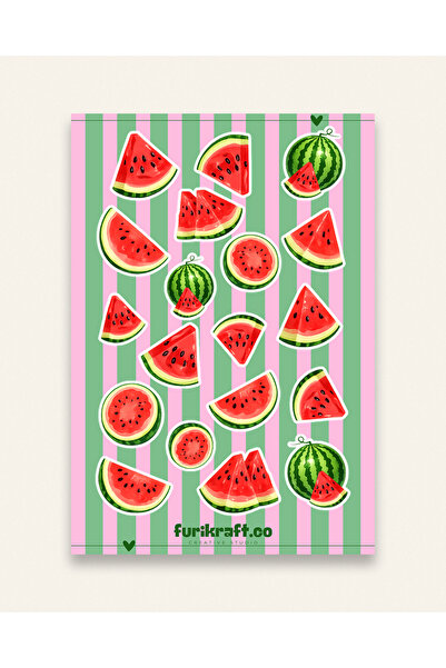 furikraft.co Karpuz Sticker Seti – Laptop Sticker, Defter Sticker, Bullet Jou...
