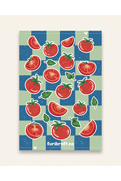 furikraft.co "Domates" Konseptli Sticker Seti Bullet Journal, Scrapbook, Junk...