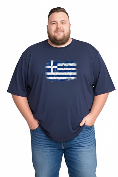 sngl Men's Large Size Short Sleeve Greece Flag Printed T-Shirt 3XL 4XL 5XL 6X...